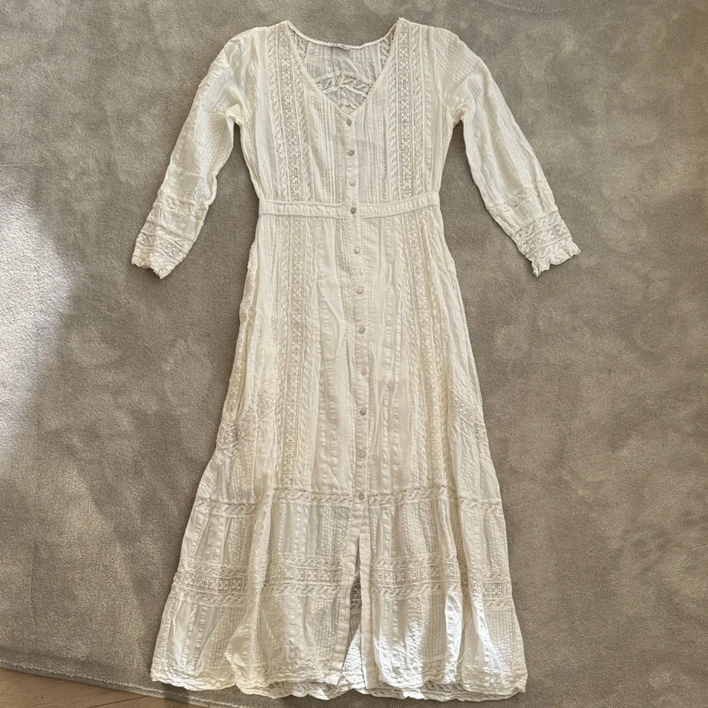 LoveShackFancy white Long Sleeve Dress, size 0 - Picture 1 of 6